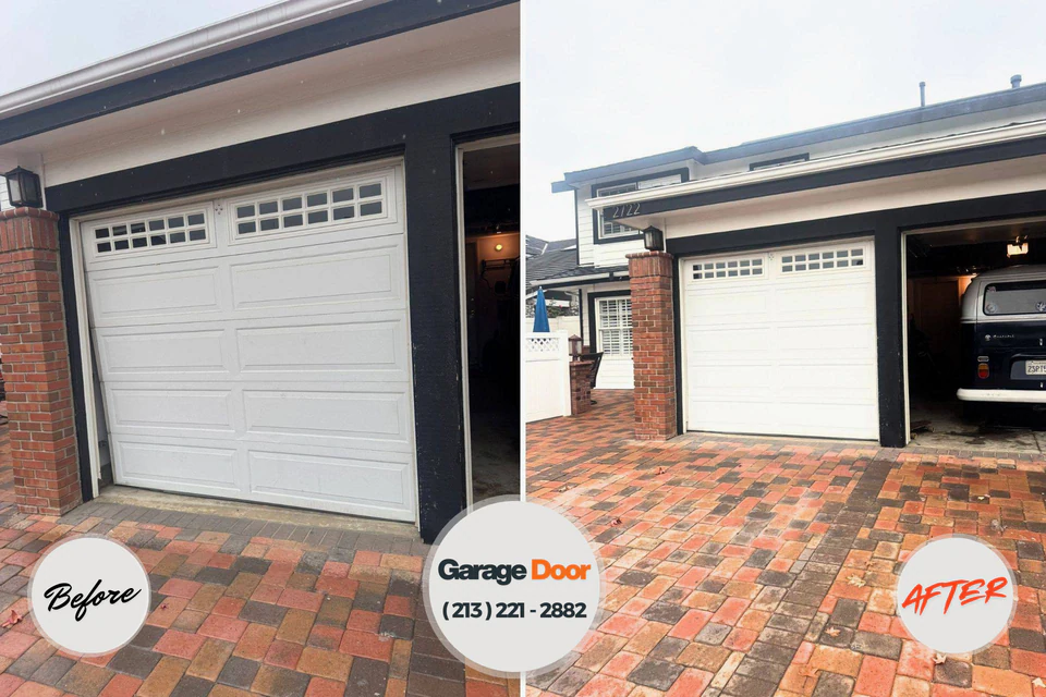 Before and after: garage door repair Aurora, IN